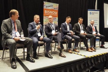 Carlton Einsel and other panelists at the Bisnow BMAC East Conference