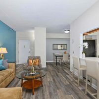 A living room and dining area of a Donaldson apartment community
